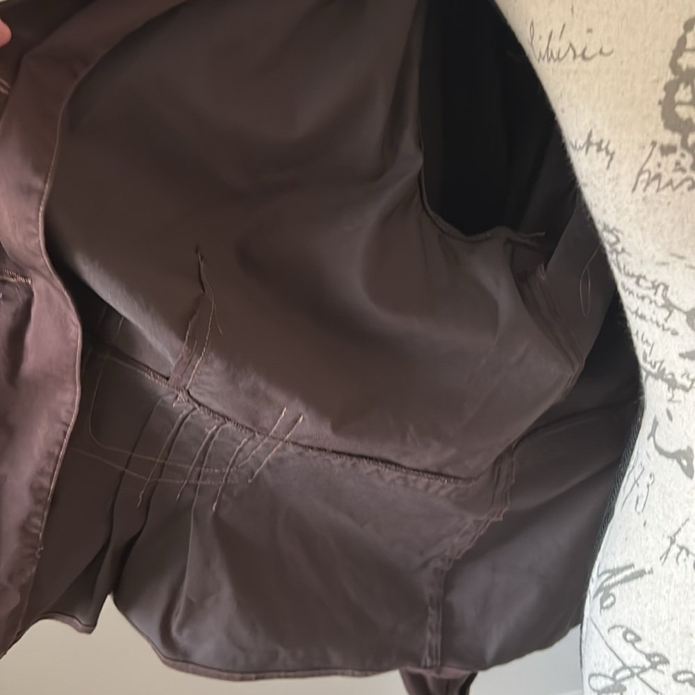 Casual Stretchy Utility Jacket Brown Button closure Cinched Accents Susan Graver - Picture 7 of 11